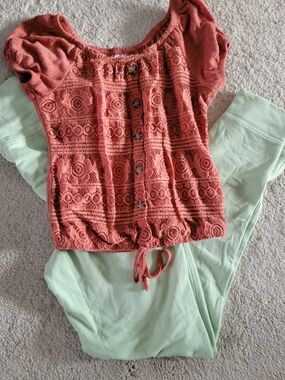 Rust Crochet Top - Sweat Pants Bundle